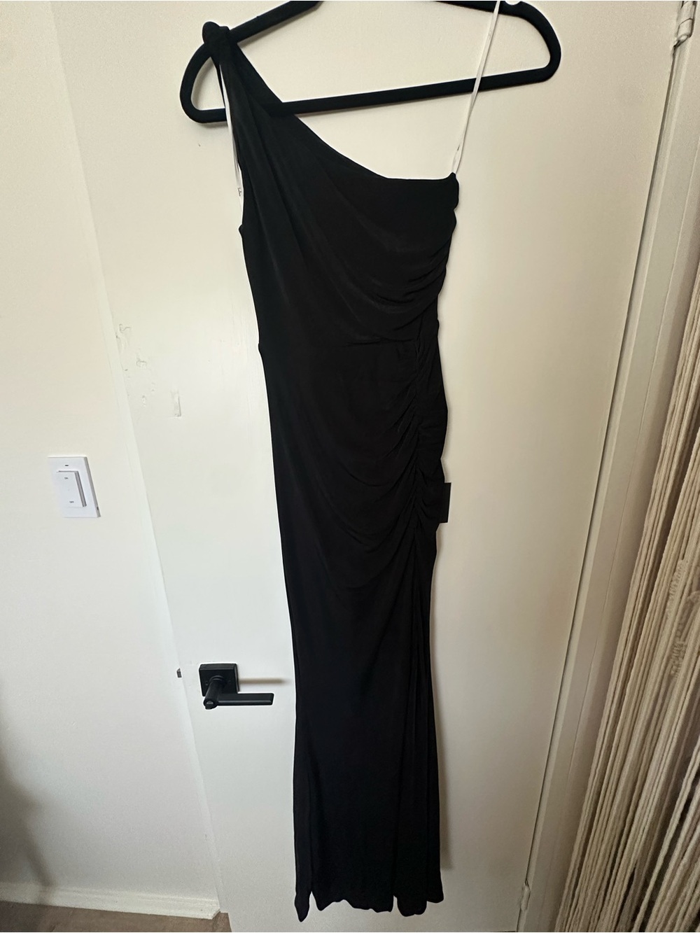 Especially Breathtaking Black Ruched One-Shoulder Maxi Dress